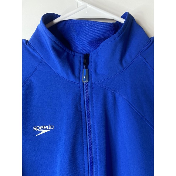Speedo Blue Full Zip Athletic Track Jacket Performance Jacket  size L - Picture 7 of 13